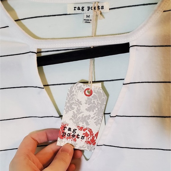 NWT! Rag Poets Lightweight Casual Striped Short Sleeve T-Shirt / Tee Size Medium - Picture 4 of 6